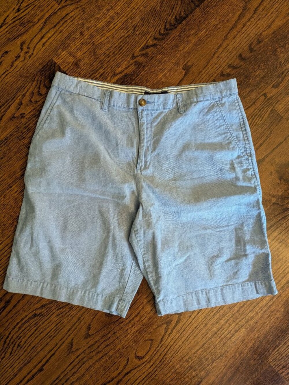 Tommy Hilfiger Chambray Shorts 38 Mens Blue Cotton Oxford 10" inseam EUC